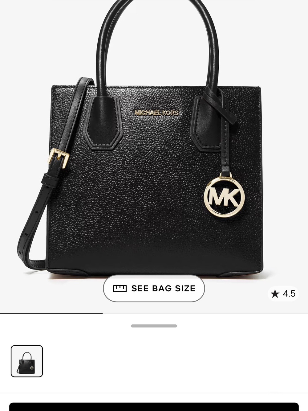 Michael Kors Mercer Medium Pebbled Leather Crossbody Bag in Black